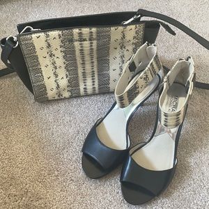 Michael Kors Black and Snakeskin Heels and Sidebag